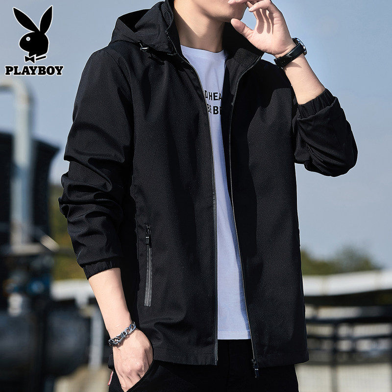 Flowers Playboy jacket for men's spring and autumn new Lianhood black blouses trendy spring casual 100 lap loose jacket-Taobao