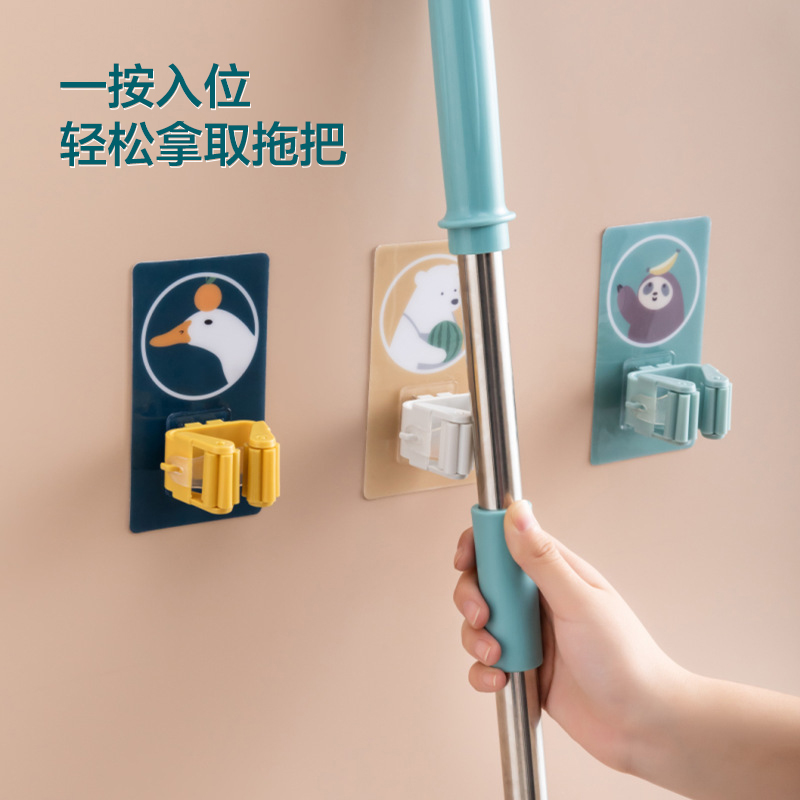 Mop Hook Makeup Room Shelve Free Bathroom Wall-mounted God's powerful fixed sticky hook toilet accommodating shelf