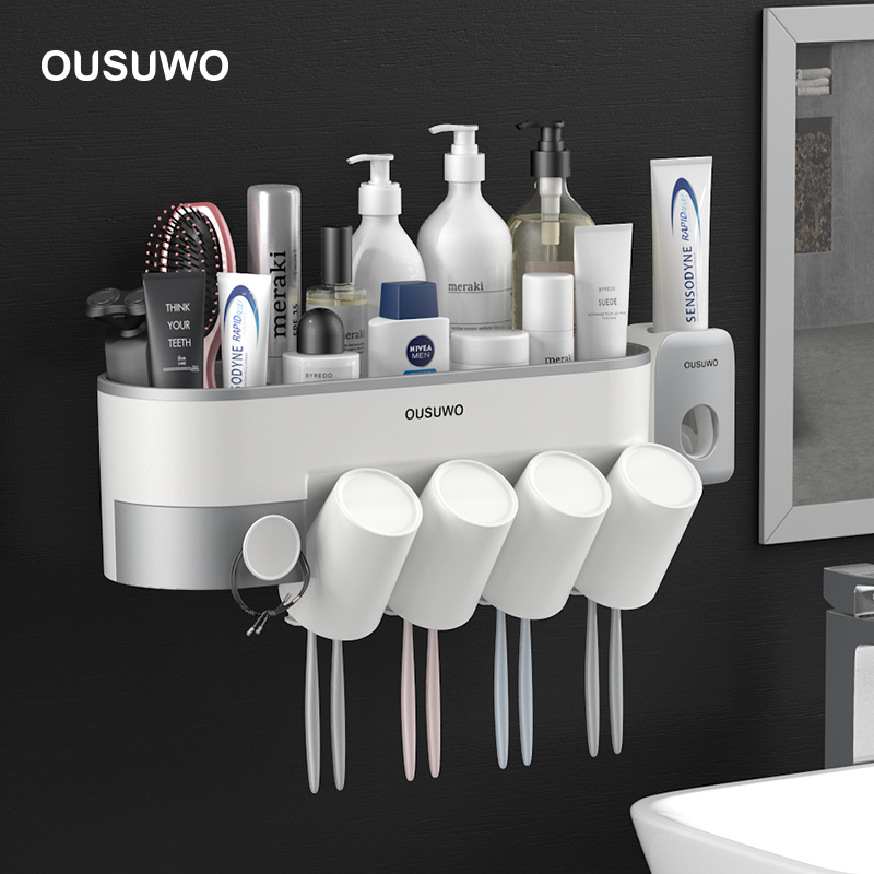Toothbrush Shelve Makeup Room Wall-mounted Free Teeth Cup Gargling Cup Multifunction Dental Cylinder Suit Suction Wall