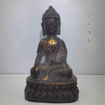 Antique miscellaneous antique collection Gilt iron Buddha statue Iron cast Buddha Statue worship ornaments Antique Buddha Statue ornaments