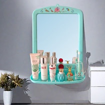 Home bathroom old-fashioned hanging mirror plastic wall-mounted square mirror cosmetic mirror dressing mirror bedroom dormitory wall mirror