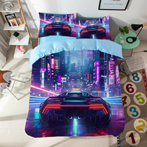Customized cyberpunk peripheral bed sheet and quilt cover four-piece set creative future science fiction style boys bedroom single bedding