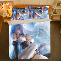 Anime Ram Rem four-piece bedding duvet cover Cartoon two-dimensional single student dormitory bed three-piece set