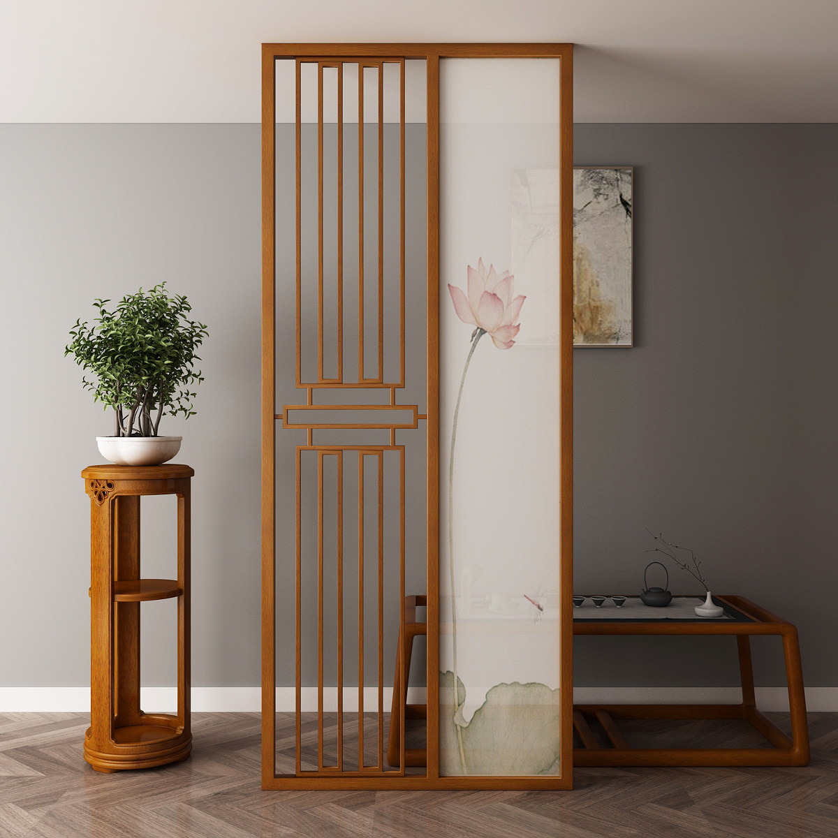 Chinese-style screen small apartment partition wall living room decoration simple and modern entry home porch hollow shelter