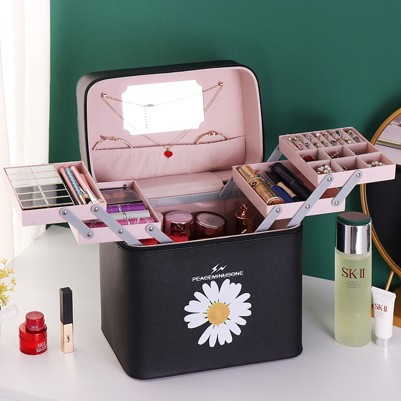 Daisy cosmetic bag large-capacity female cosmetic storage box ins wind large portable multi-layer portable simple cosmetic box