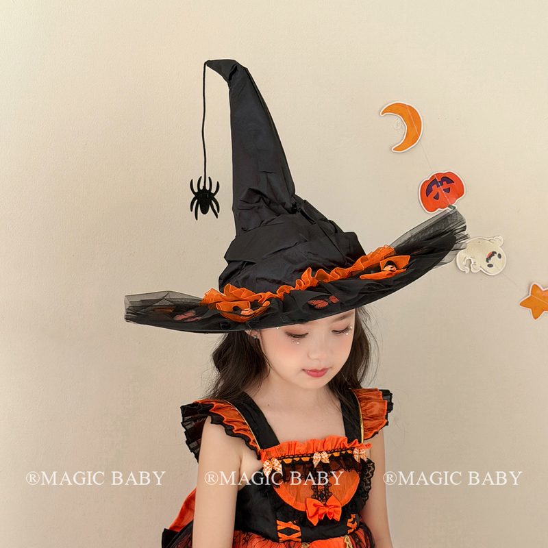 Halloween Magician Three-Dimensional Purple Rose Bow Hat Witch Hat Dark Style Cosplay Costume Props