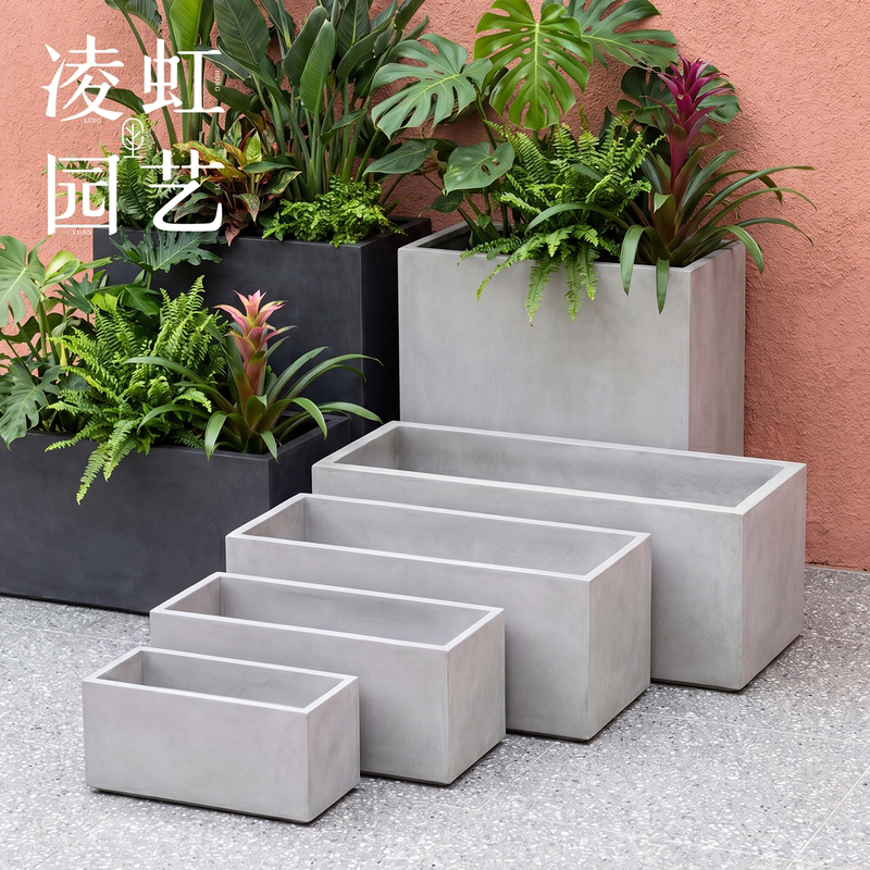 Cement Flower Pots, Rectangular Flower Troughs, Large Balcony Flower Boxes, Green Plant Pots, Bonsai Pots, Direct Sales from the Manufacturer