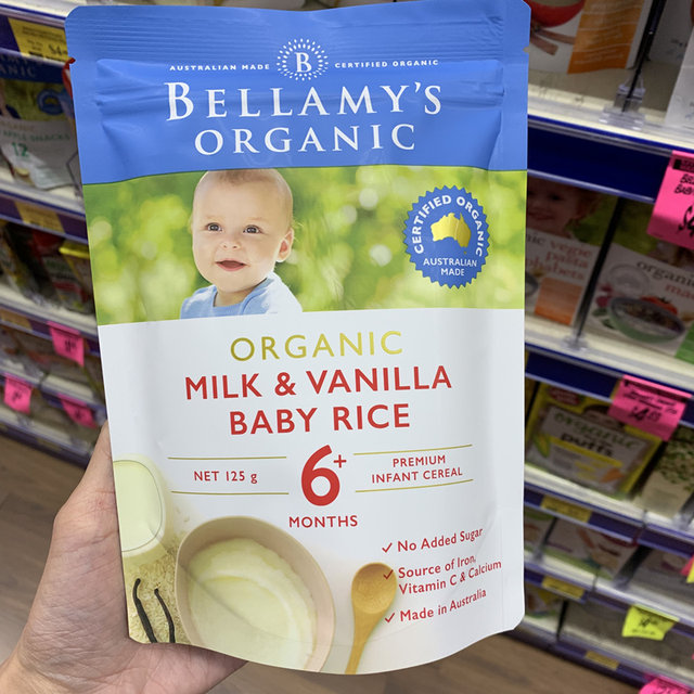bellamy's organic rice cereal
