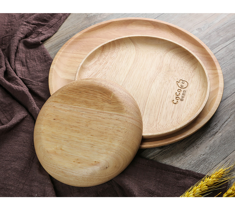 Nhật bản pallet gỗ hình chữ nhật gỗ gia dụng gỗ tấm tròn món ăn bằng gỗ bánh mì cup trái cây bát tấm khay gỗ đựng bánh