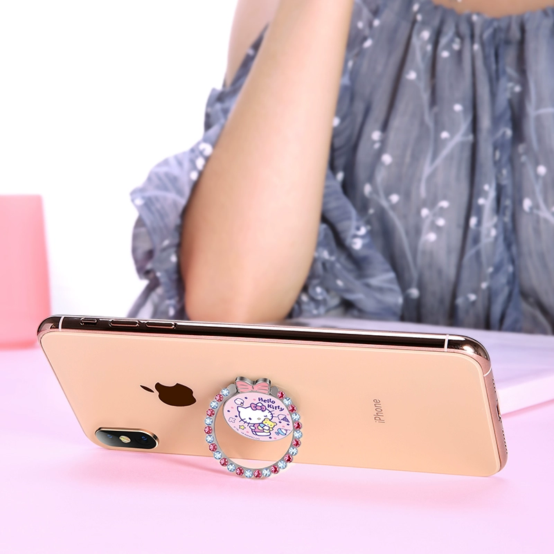 HelloKitty Youjia điện thoại di động nhẫn đứng 8plus Apple x Huawei vivo ngón tay khóa kê phổ quát sáng tạo ngón tay đa chức năng hút từ phụ nữ xu hướng siêu mỏng kim cương sang trọng - Phụ kiện điện thoại di động