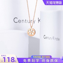 Small ck double-faced white Fritillaria cherry blossom necklace 2021 new female autumn niche design sense peach blossom round pendant