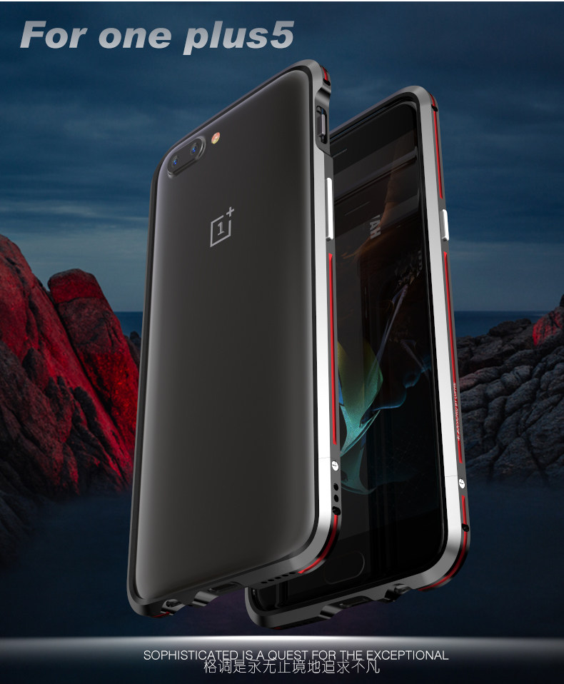 Luphie Bicolor Blade Sword Slim Light Aluminum Bumper Metal Shell Case for OnePlus 5