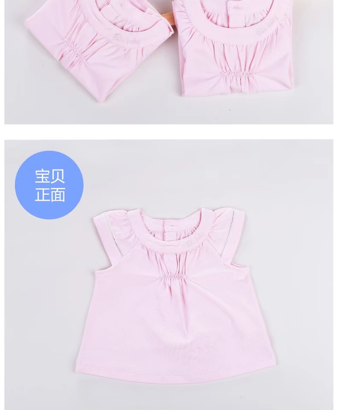 bbebaby2019 mới áo phông cotton bé gái màu tinh khiết không tay áo sơ mi công chúa mỏng mùa hè - Áo thun