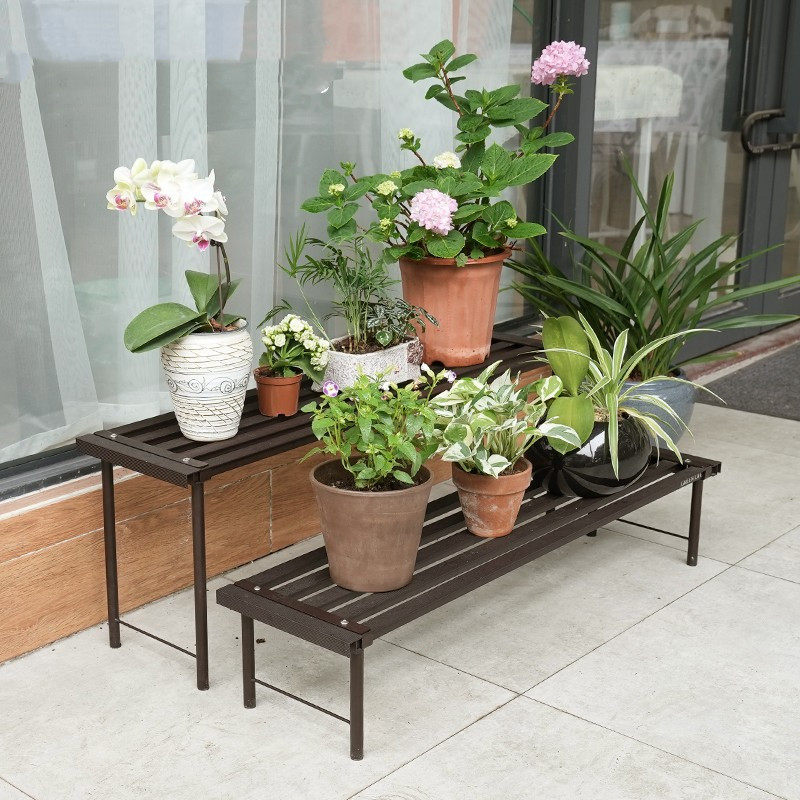 Aluminum Alloy Flower Shelf Balcony Ladder Floor Outdoor Green Planting Day Style Courtyard Flower Plate Rusting rack GREENLIfe 