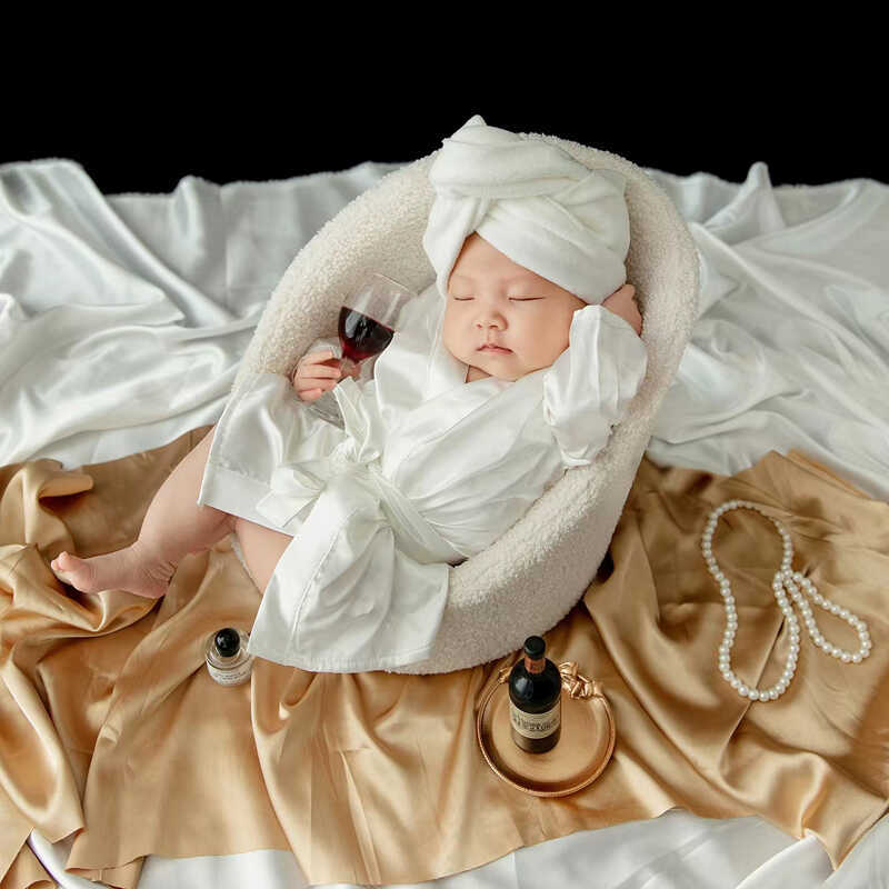 Newborn Bathrobe Full Moon Photo Shoot Props Clothes Baby Photography 100-Day Photo Shoot