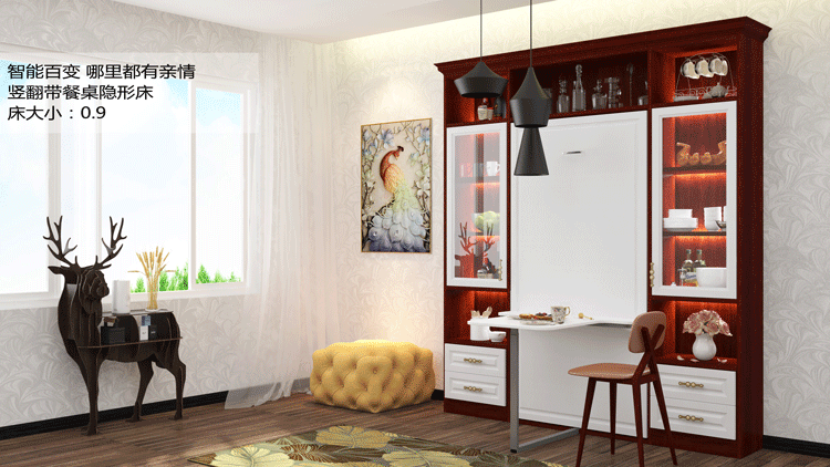 giường vô hình sống tường phòng ngủ giường đa chức năng với tủ quần áo kết hợp gấp giường ngủ giường đôi tình báo ẩn giường rollover - Giường giường xếp gọn