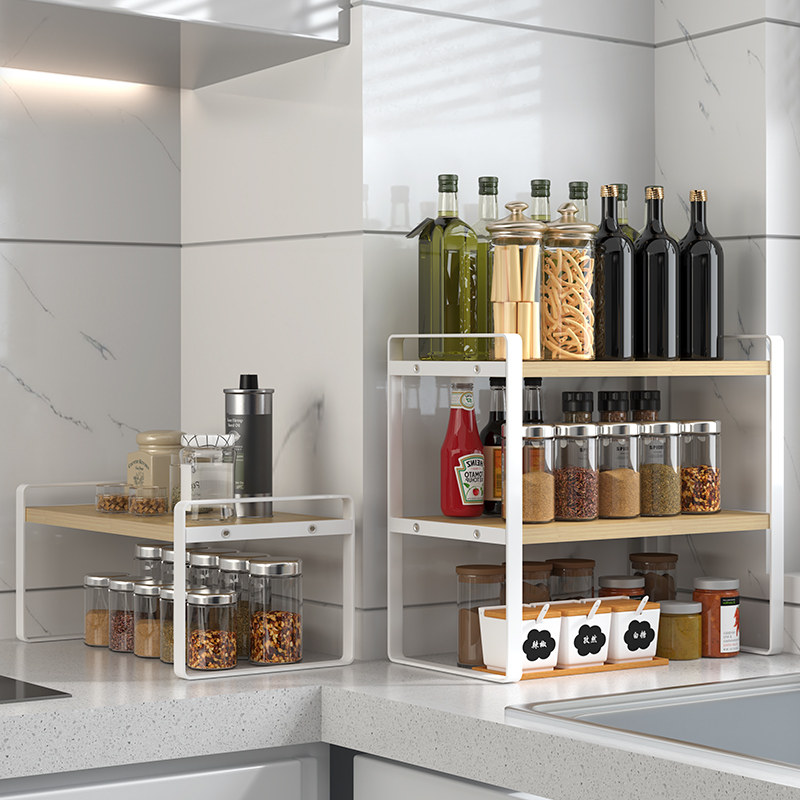 Kitchen Table Noodles Seasoned Jar Rack Corner Small Narrow Shelf Multilayer Hearth Shelf Oil Salt Sauce Condiment Containing Layer Shelf