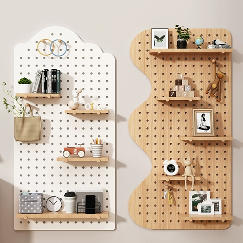Доска с отверстиями из цельного дерева, настенная полка для хранения, книжная полка, прихожая, веранда, подвесная доска, стойка для швейной машины, стойка с нитками, настенная витрина, перегородка
