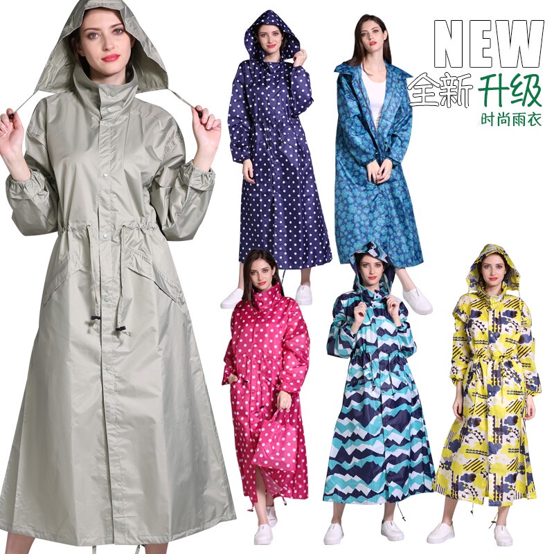 Fashionable Extra-Long Plus-Size Adult Women's Thin Raincoat Poncho Rainproof Hiking Men's Windbreaker Protective Clothing Breathable Jacket