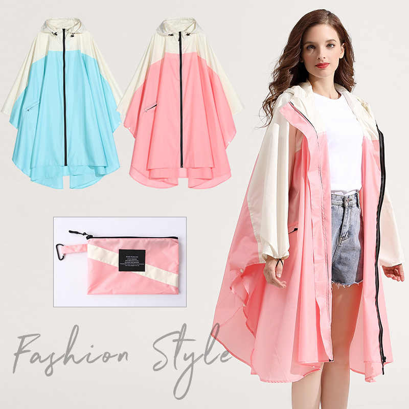 Fashionable Patchwork Poncho Raincoat for Travel, Hiking, Backpacking, Adult Men and Women, Large Size Rain Poncho, Waterproof Windbreaker, Water Play Jacket