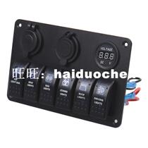 New 6 Gang LED Car Switch Panel Boat Rocker with 2 USB