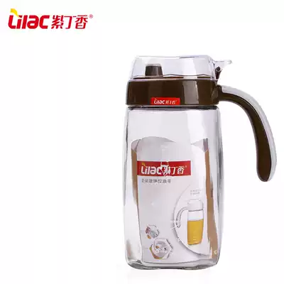 Lilac large glass oil pot anti-leakage oil bottle soy sauce bottle kitchen supplies control oil pot seasoning bottle 820ml