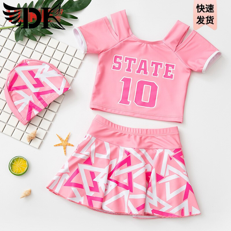 DK Children's swimsuit girls CUHK Twin Dress Style Student Girl Cute Speed Dry Sunscreen Cute Swimsuit