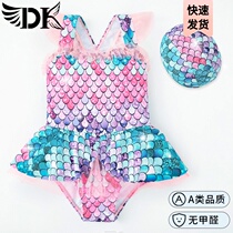 DK childrens swimsuit Girls one-piece sunscreen mermaid cute princess quick-drying childrens baby girl swimsuit