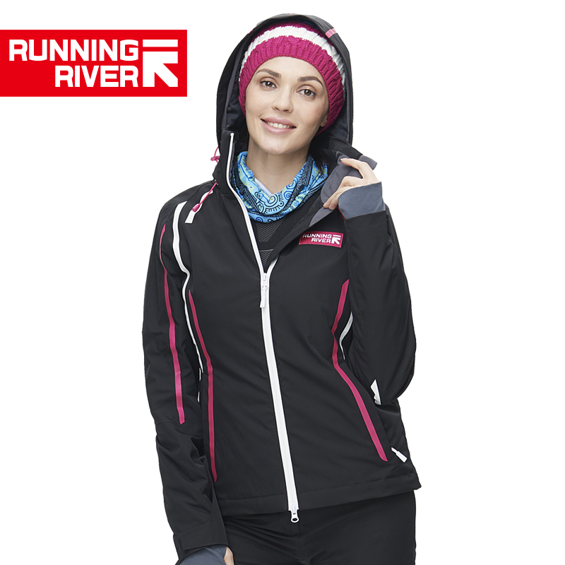 RUNNINGRIVER running for a windproof warm lady with a hat stand collar ski suit Short blouses N6402 single double board