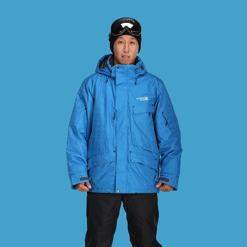 RUNNINGRIVER men's hooded short ski suit solid color warm top A7276 veneer slightly thick