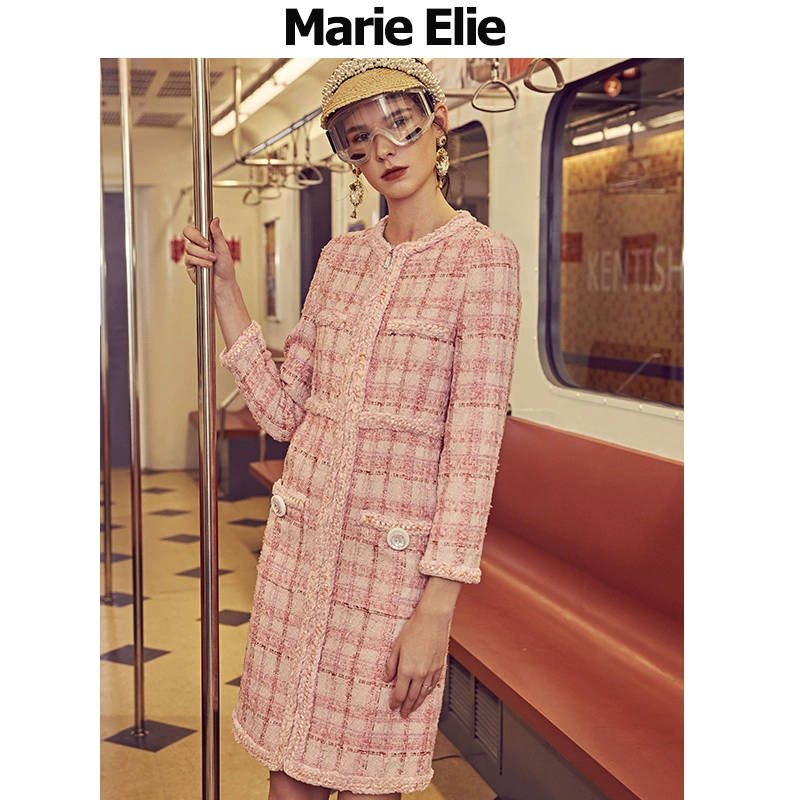 Marie Elie2020 xuân hè mới meng men men tweed màu hồng anh đào ETA11G00335 - Áo Hàn Quốc