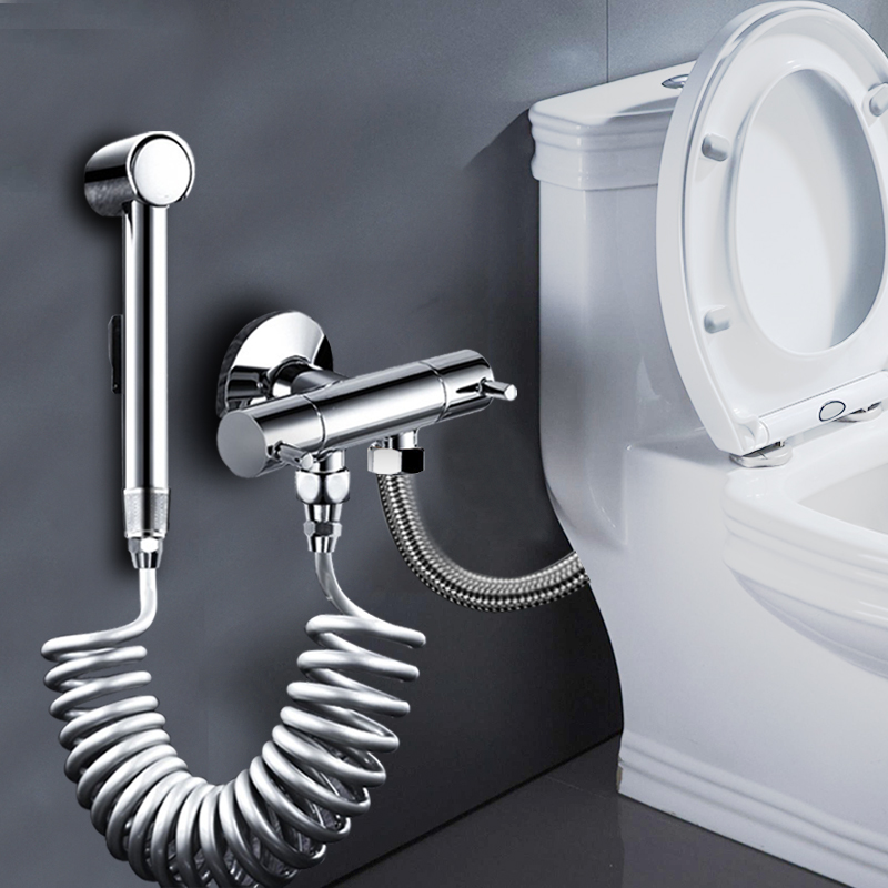 Diving Boat Toilet Mate Flushing Spray Gun Wash Spray Woman Wash Makeup Room Toilet Tap Angle Valve With High Pressure Flushing Water Gun