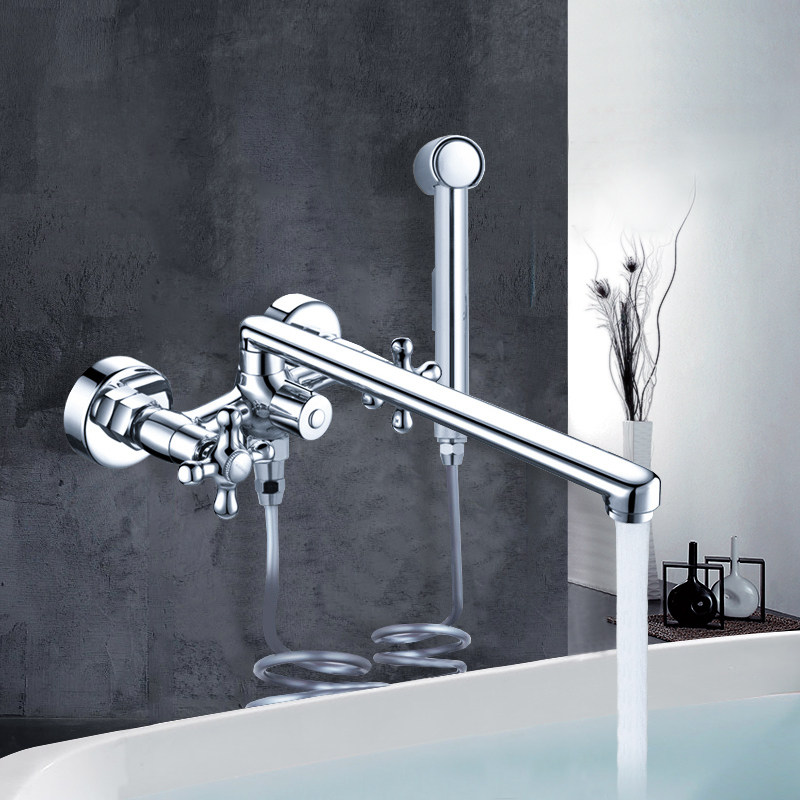 Diving boat All copper bath tub tap Hot and cold water lengthened mouth Tap suit Entrance Wall Type Mixed Valve Shower