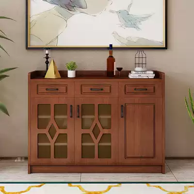Modern minimalist dining room multi-function storage cabinet raw wood color tea cabinet storage paint-free wine cabinet balcony cabinet