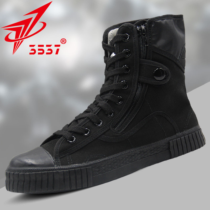 Jihua 3537 new high tube release shoes men's black canvas training shoes wear-resistant outdoor sports shoes deodorant rubber shoes