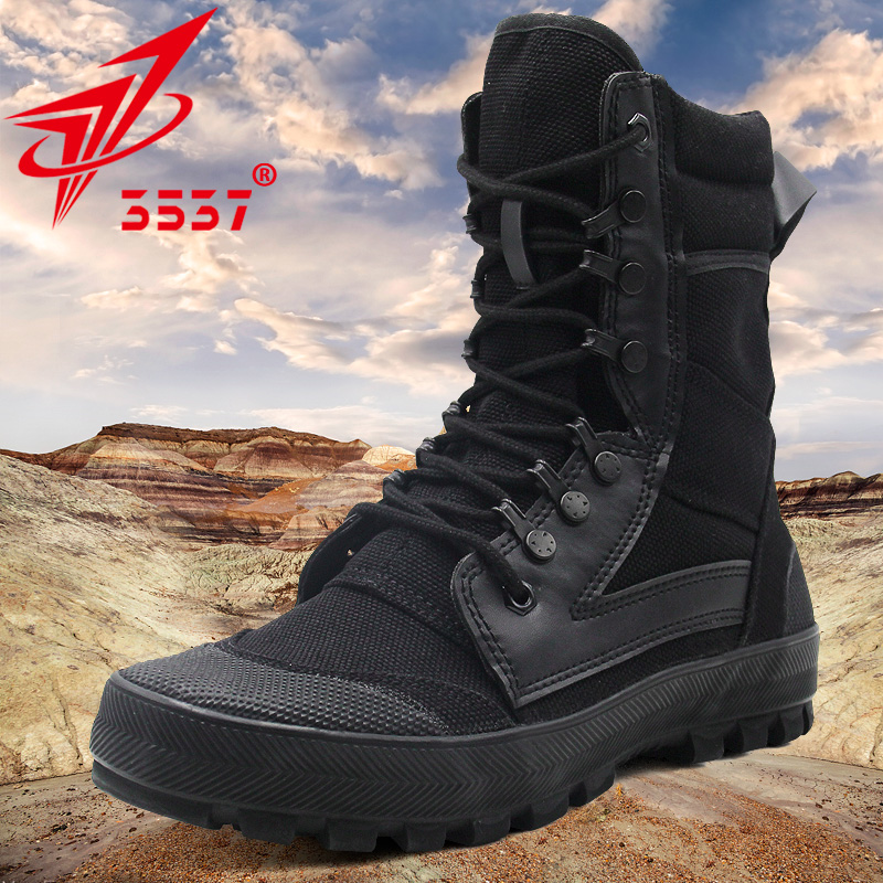 Jihua 3537 combat training boots men's high tube liberation shoes one tongue canvas combat boots desert combat boots summer