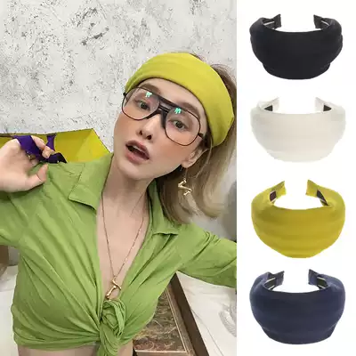 RU Korea simple thick and wide edge fashionable avocado green cotton hair hoop hair hairclip bangs female hair accessories