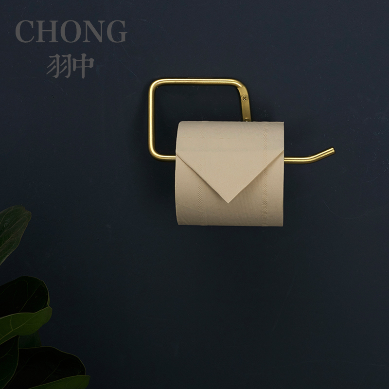 CHONG EXTREME MINIMALIST BRASS DRUM TOILET PAPER RACK MAKEUP ROOM TOILET BATHROOM TOILET PAPER SHELF CREATIVE GOLDEN WALL-MOUNTED
