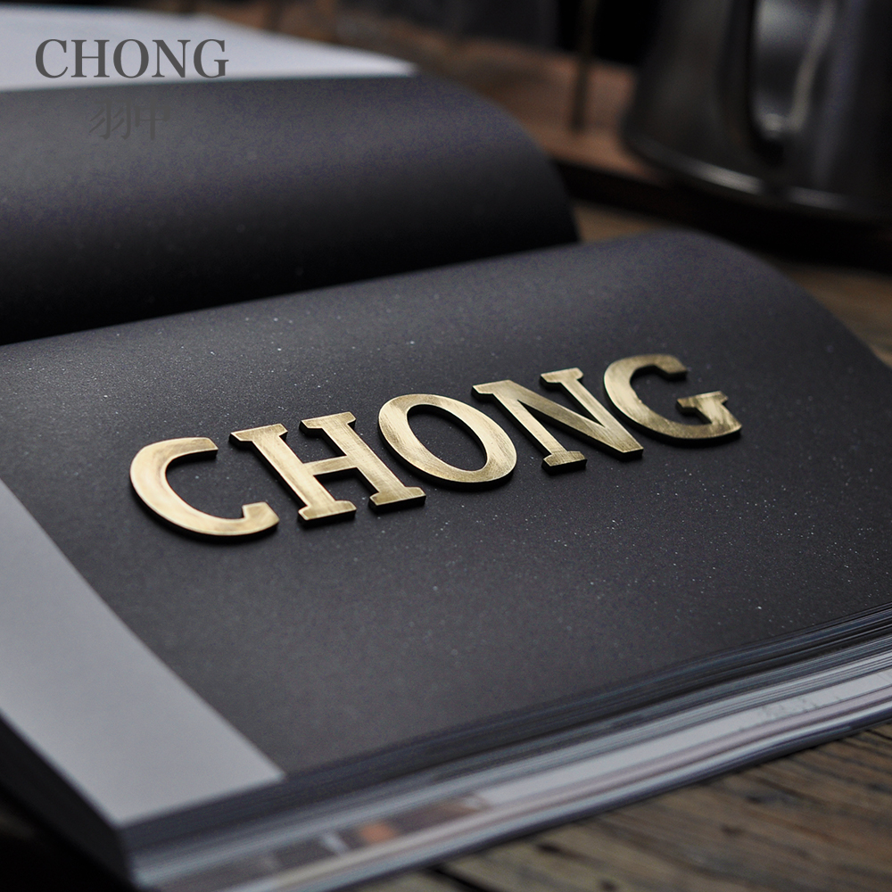 Chong Chong custom brass decorative letter sticker wall metal word wall sticker font digital sticker wall bedroom