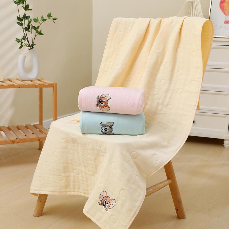 Tom and Jerry Bath Towel 2024 New Model Pure Cotton Absorbent Quick-Drying Body Wrap Soft Solid Color Towel