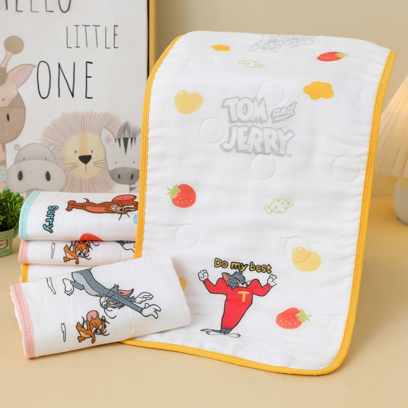 Tom and Jerry Pure Cotton Towel Kidsren's Towel Saliva Towel Infant Absorbent Towel Printed Kidsren's Fun Face Towel