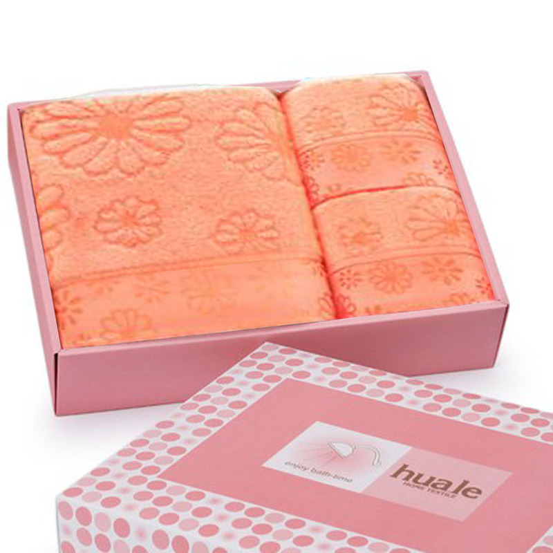 Huile Sunflower Extra Thick Bamboo Fiber Wedding Bath Towel Face Towel Square Towel Gift Box Set Red Embroidered Logo