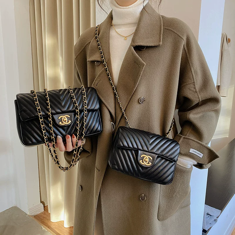 Сумка через плечо с узором в виде diamonds, модная одношовная сумка, стиль Chanel, коллекция 2023 года, корейский стиль, сумка на цепочке