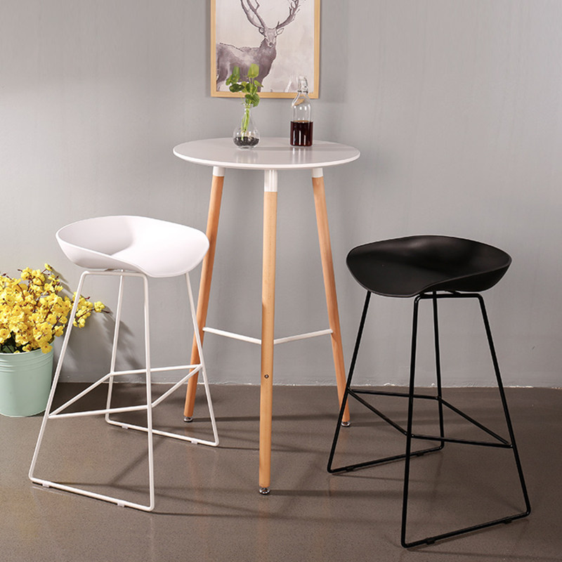 Bar chair Nordic high bench modern minimal household front chair plastic bar chair light luxury iron chair