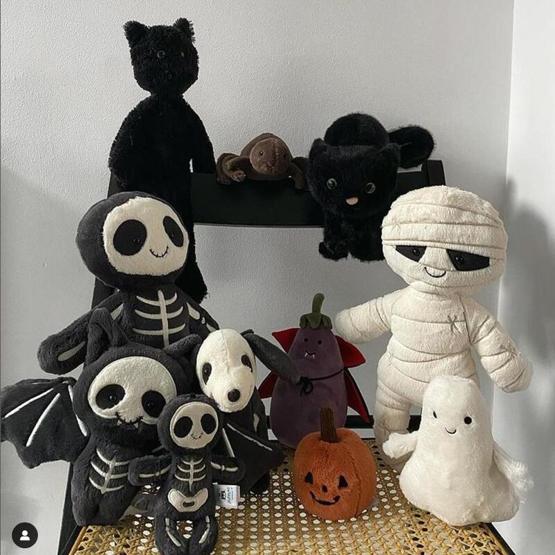 In-Stock Authentic Jellycat Halloween Skeleton Mummy Bat Limited Edition Skeleton Bob Plush Toy Keychain
