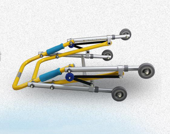 Children's aluminum alloy folding walker with wheeled cerebral palsy walker lower limb rehabilitation walker training standing frame