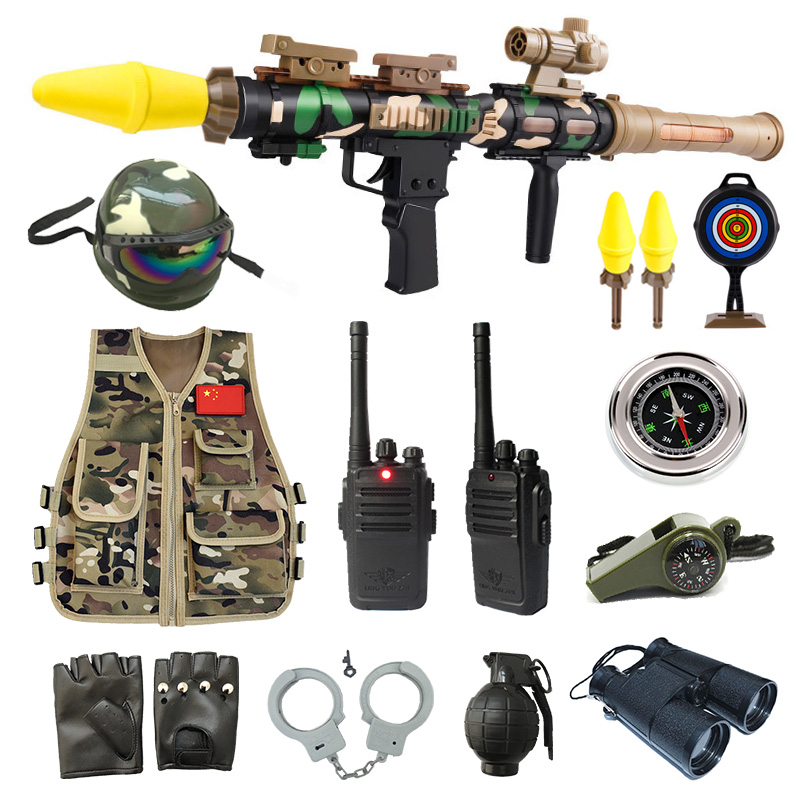 Children's small police toy full set of sonic and light toy gun small boy Yi intelligent multi-function launch rocket launch