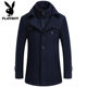 Playboy woolen coat ຜູ້ຊາຍຍາວກາງ-ຍາວຂະຫນາດກາງ cashmere ເສື້ອຍືດຜູ້ຊາຍເທິງສຸດດູໃບໄມ້ລົ່ນແລະລະດູຫນາວຫນາ