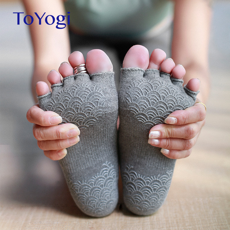 TOYOGI professional double-sided non-slip yoga socks set women's winter cotton Pilates split toe yoga five-finger socks