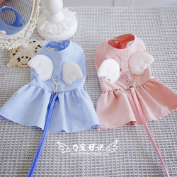 Pet Panda Teddy Dog Clothes Spring and Summer Thin Princess Dress with Leash and Leash Buckle
